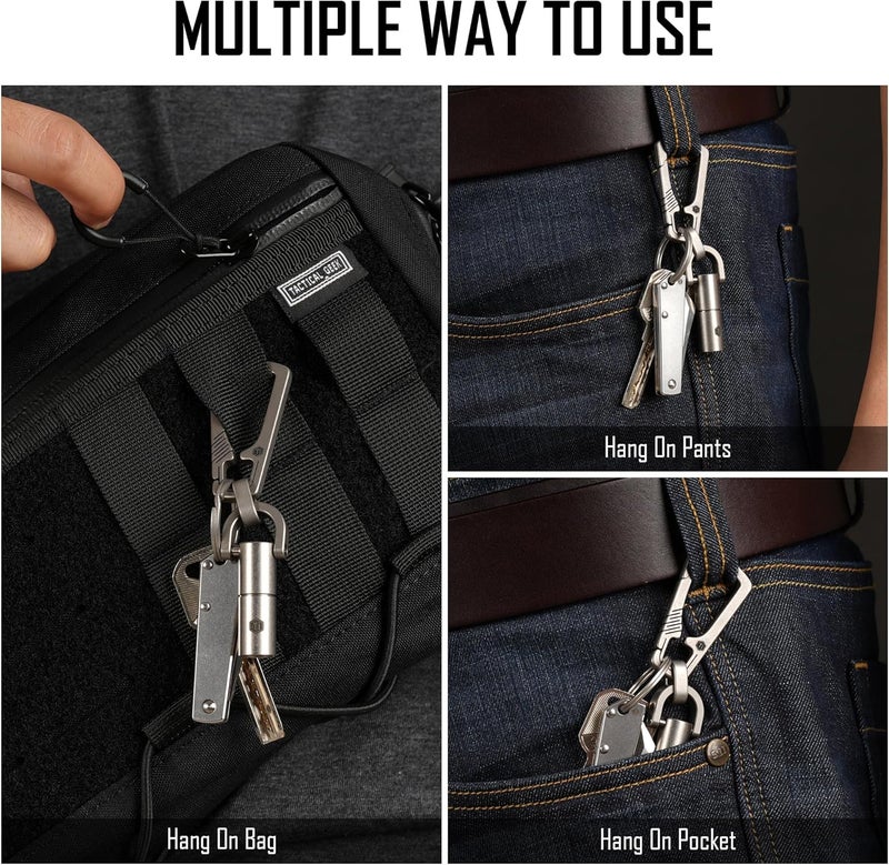 KeyUnity مشبك مفاتيح كارابيني من التيتانيوم، حامل مفاتيح EDC سريع الإطلاق مع حلقة مفاتيح - Image 3